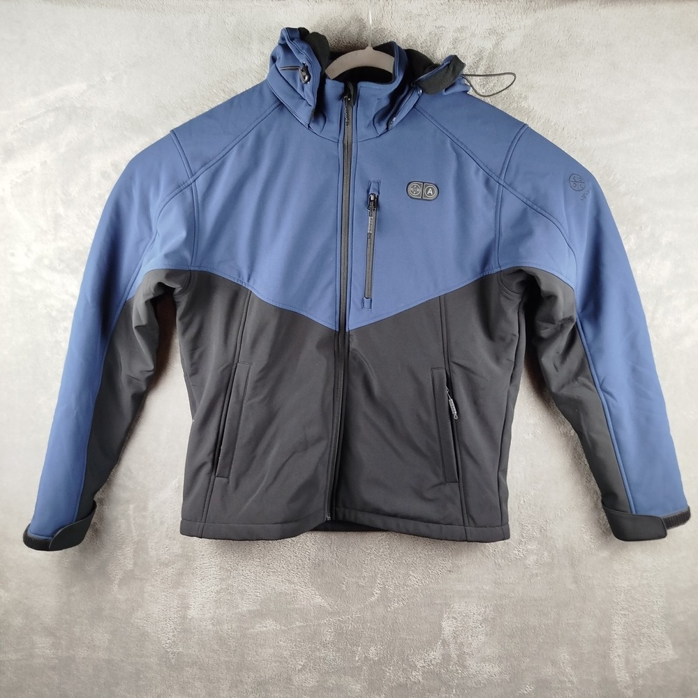 Ororo Jacket Mens M Black Blue Heated Softshell‎ Full Zip Outdoor NO BATTERY